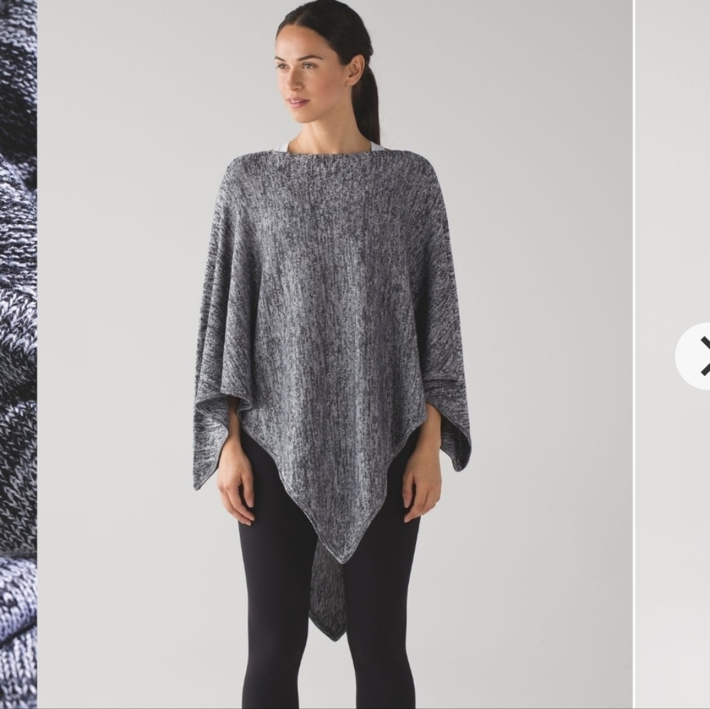 Lululemon Heathered gray Blended Knit Handkerchief Hem Poncho Sweater - One Size